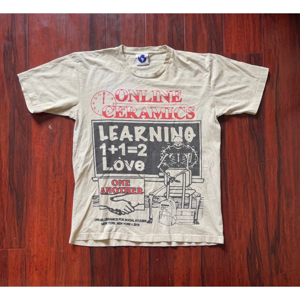 Online Ceramics Learning Love Social Studies T Shirt 2018 Cream Men's Large Tee